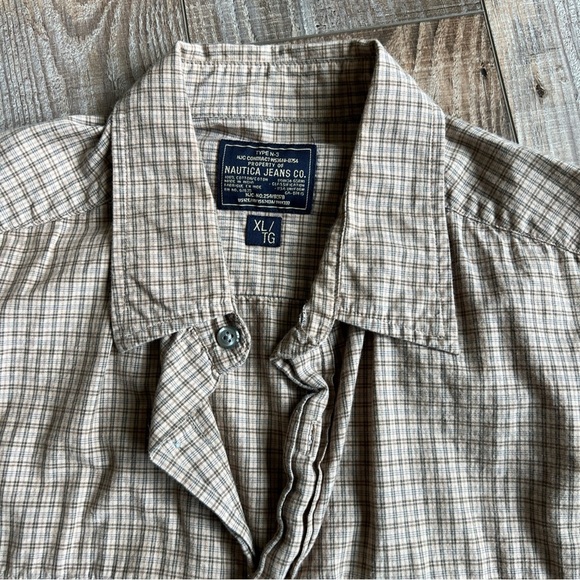 Nautica Plaid Shirt in Beige and Brown - Picture 3 of 6